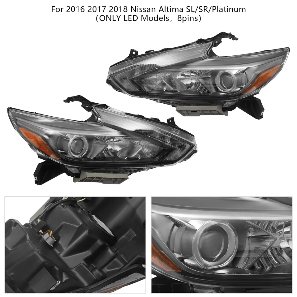 2016-2018 Nissan Altima LED Headlight Headlamps - Left & Right Pair Foto 2 de 4