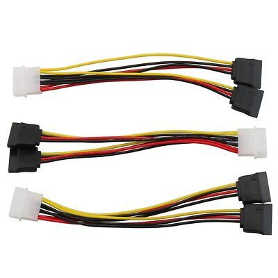 3pcs 4 Pin Molex to Dual SATA Power Y-Cable Adapter 4 Pin Male IDE Molex to 1...