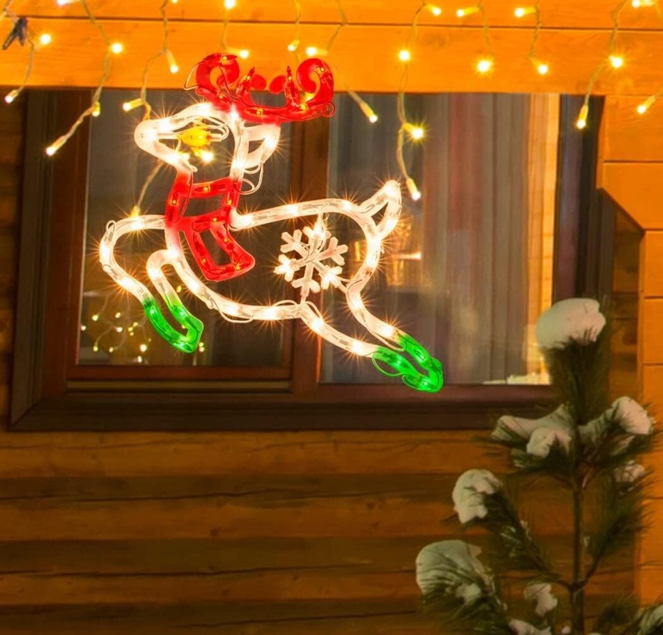 Lighted Reindeer Christmas Window Silhouette Decoration for Christmas ...