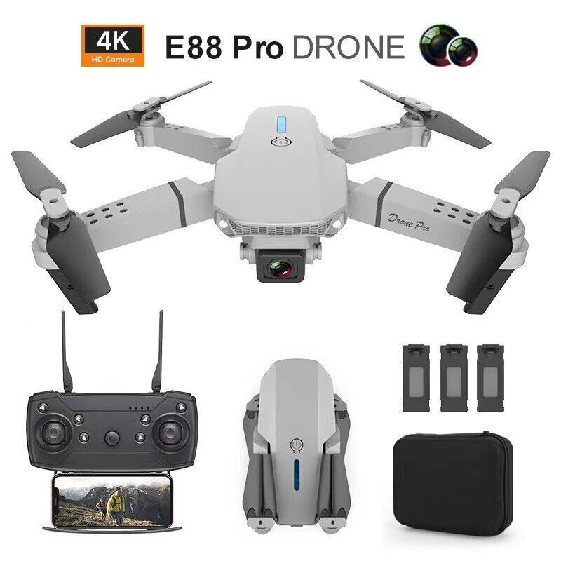 E88 RC Drone WIFI FPV Wide Angle 4K HD Dual Camera Selfie