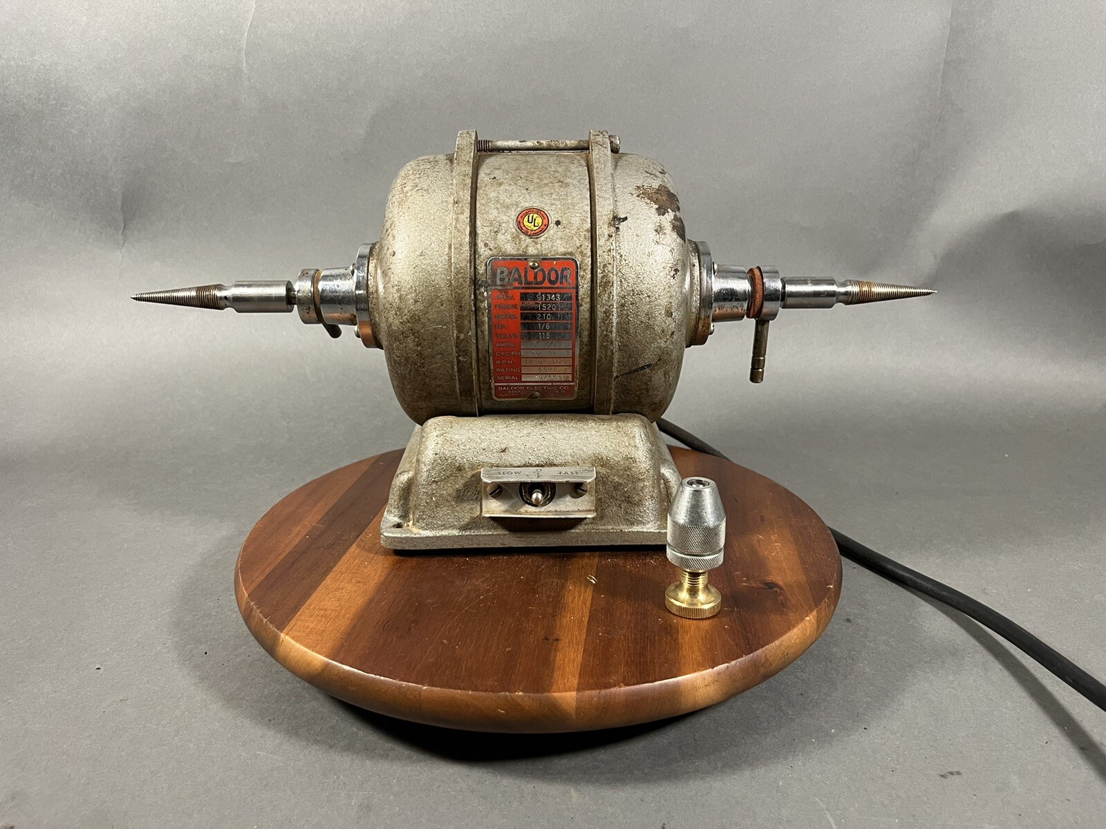 Baldor Dental Polishing Lathe S1343 HP 1/6 115 Volts Tested Working