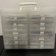 Craft Organizer Storage Box With 16 small boxes All Filled Stickers Craft Items