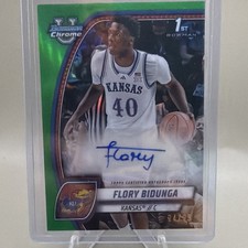 Topps 2024-25 Bowman Chrome Flory Bidunga Rookie Auto Green Refractor /99 Kansas