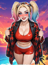 Adult Anime Waifu DC Harley Quinn 6" Vinyl Sticker