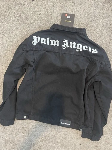 Palm Angels Men Black Vintage Logo Back Button Front Denim Jacket size X-LARGE  - product listing photo
