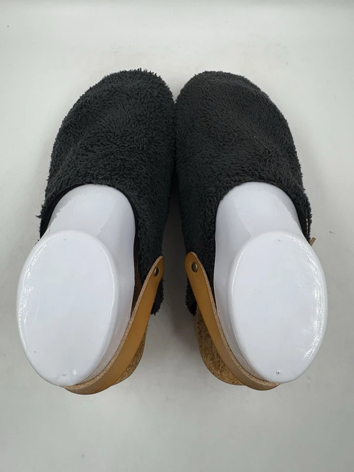 B50 REEF Beach Bum Sage Sling Back Clog Mule Comfort Sandals 7M Sherpa Black - Image 4 of 4