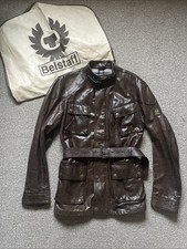 Belstaff Leather 1966 Panther Jacket Medium Large Antique Brown Stunning