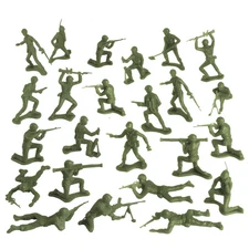 TimMee Processed Plastic Army Men 24pc OD Green Tim Mee Toy Soldier Figures USA