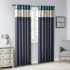 PA Embroidered Curtain Panel Only 1 Pc Panel with pieced and pleated detailing