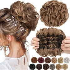 US X-LARGE THICK Curly Chignon Messy Bun Updo Clip in Hair Piece Comb Extensions