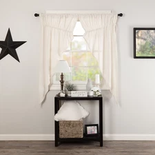 Farmhouse 63"x36"x18" Prairie Panel Pair Creme Rod Window Curtains VHC Brands