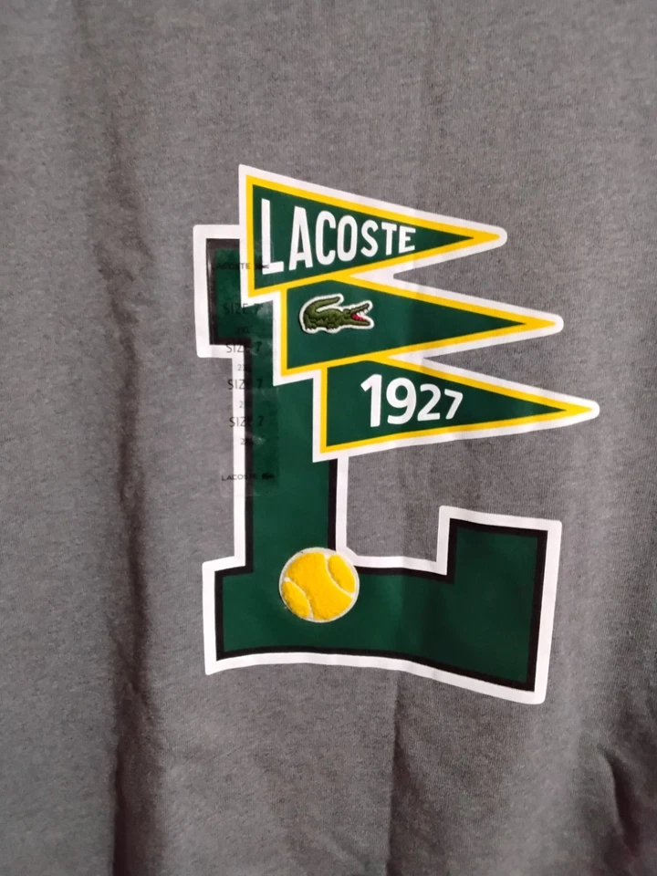 Sudadera Pullover Cuello Redondo Logo Gráfico Tenis XXL Gris Lacoste Para Hombre NUEVA Foto 3 de 4