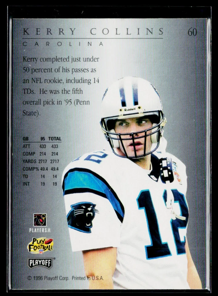 1996 Playoff Trophy Contenders #60 Kerry Collins - Image 2 of 2