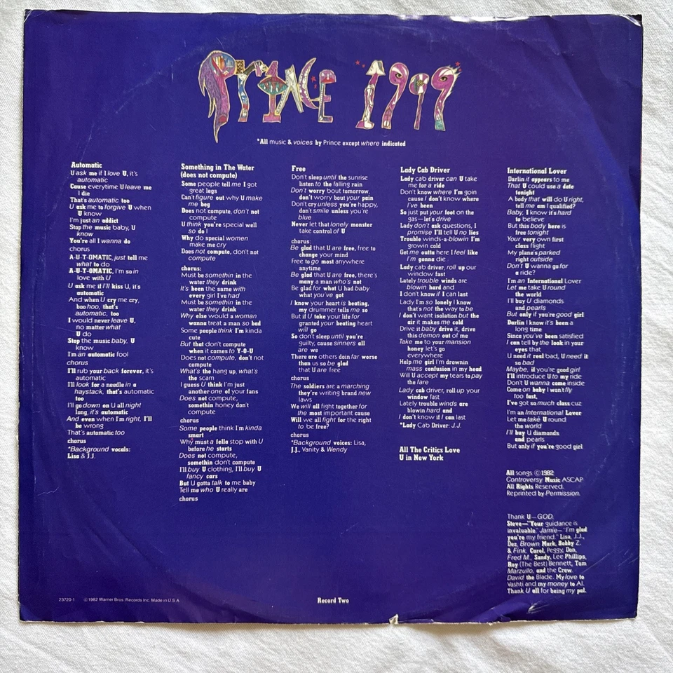 Prince 1999 - Double LP 12” Album - Vinyl Records - 1982 Original - Image 4 of 4