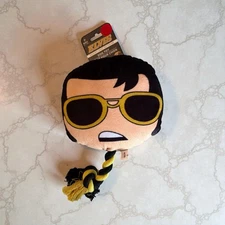 Elvis 11” Squeaky Dog Toy Perri’s NEW w/ Tug Rope Presley Rock Pet Chew Plush