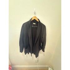 Pact Womens Organic Cotton Shawl Collar Open Front Cardigan Pockets Black Small