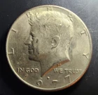 RARE 1977 D KENNEDY HALF DOLLAR WITH DD ON BACK. This COIN IS PROTECTED BY FILM