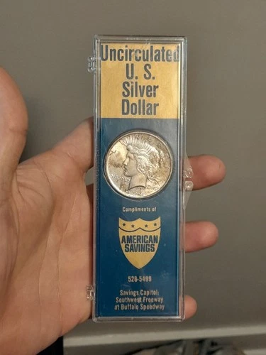 1922 Peace Dollar Uncirculated American Savings Holder