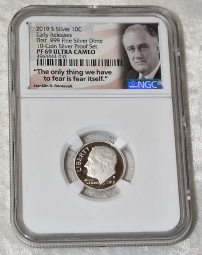 2019 S ROOSEVELT DIME .999 SILVER PROOF NGC PF 69 UC PF69UC SAN FRANCISCO MINT