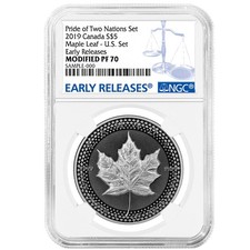 2019 Modified Proof $5 Silver Canadian Maple Leaf Ngc Pf70 Blue Er Label Pride
