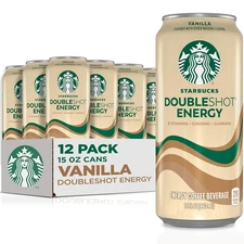 (12 Pack) Starbucks Doubleshot Energy Drink Iced Coffee Beverage, Vanilla, 15 Oz