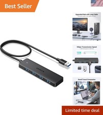 USB 3.0 Hub, 4 Ports USB A Splitter Ultra-Slim USB Expander, 2 ft