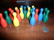Vintage miniature PLASTIC BOWLING PINS - GAME PIECES