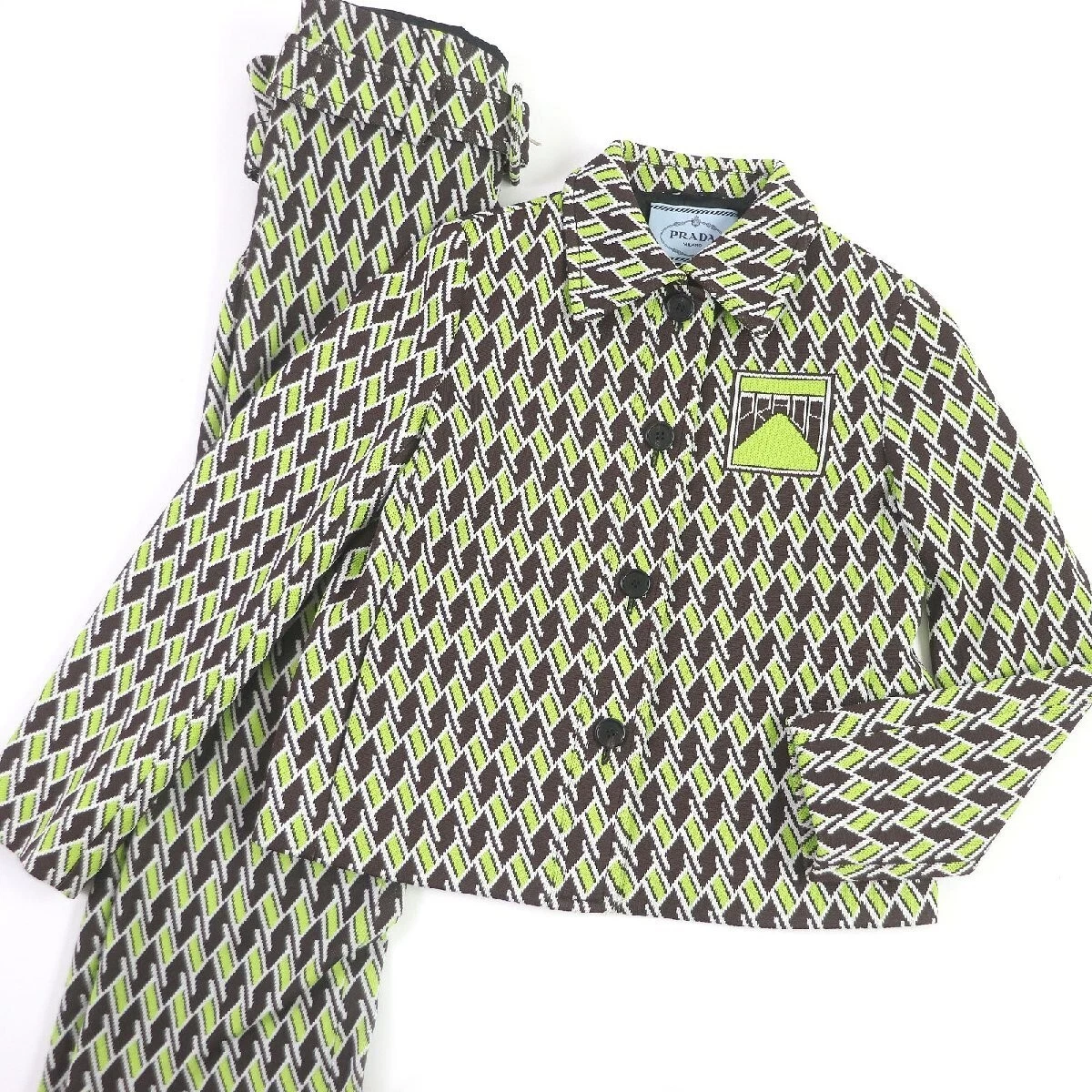 Set giacca e pantaloni PRADA 19SS collezione resort verde taglia 38 poliestere donna