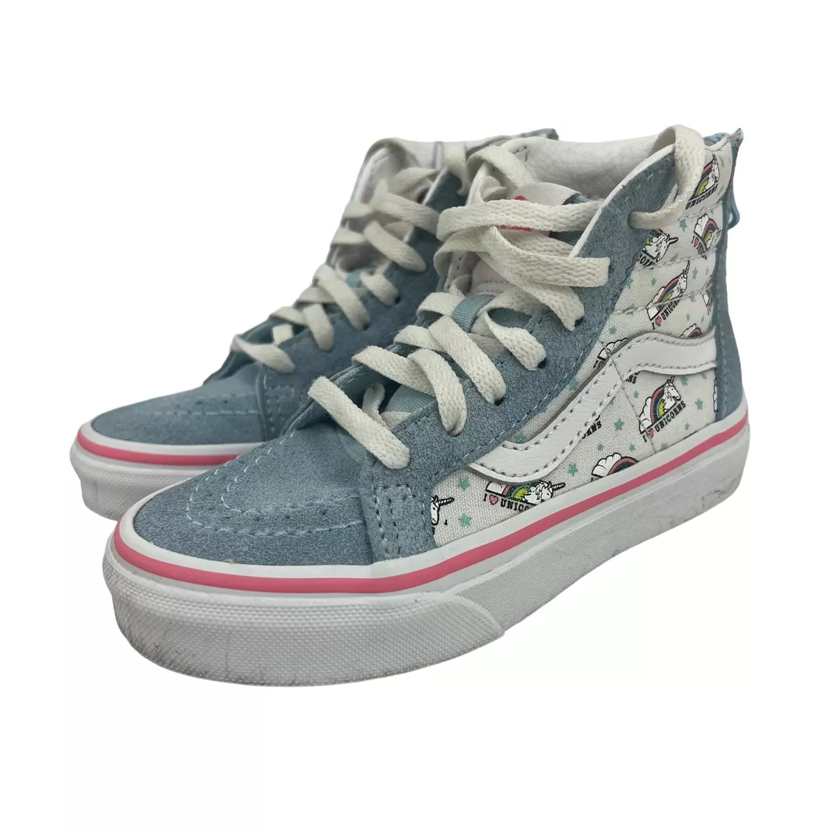 Horzel Gloed Condenseren Vans Off The Wall High Top Shoes Girls 10.5 Rainbows I Love Unicorns Blue  Suede | eBay