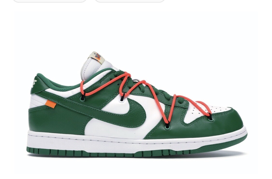 OFF WHITE X NIKE Autentiche nuovissime Nike x Off White Dunk Low LTHR verde pino taglia 9 CT0856 100