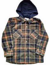 Freedom Foundry Youth Boy's Plush Flannel Shirt With Hood Olive Green