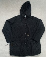 Clio Size Medium Vintage Black 100% Silk Lined Quilted Puffer Jacket