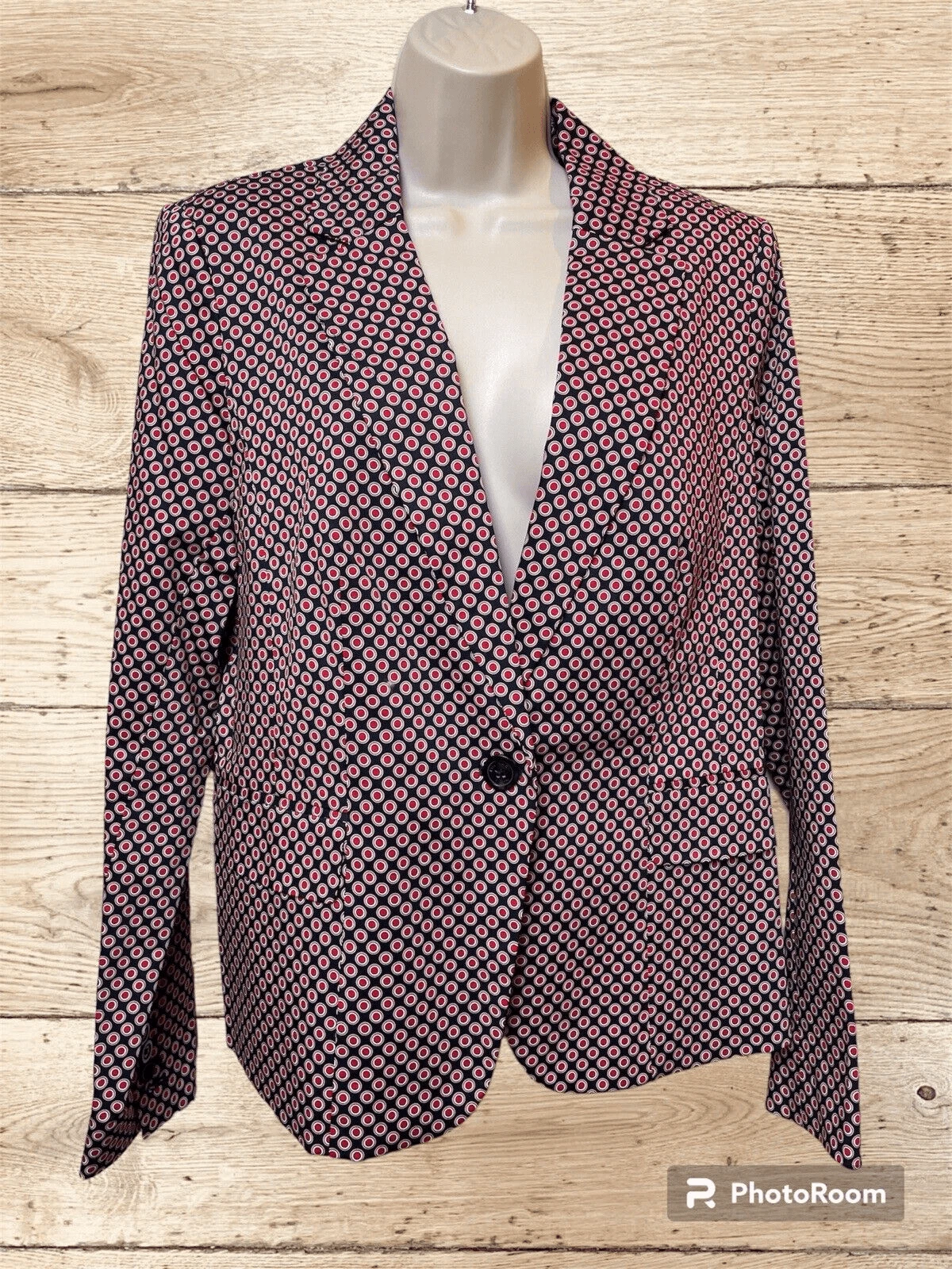 Blazer Michael Kors taglia 14 rosso bianco blu pois primavera sartoriale ufficio business