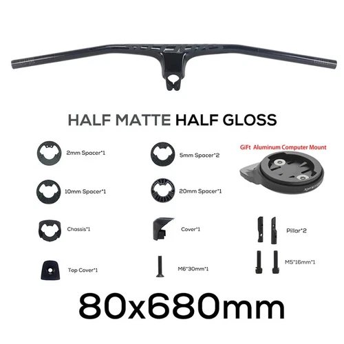 -20° Manillar Integrado de Fibra de Carbono Completa Bicicleta MTB 70/80/90/100mm*680-740mm - Imagen 12 de 44