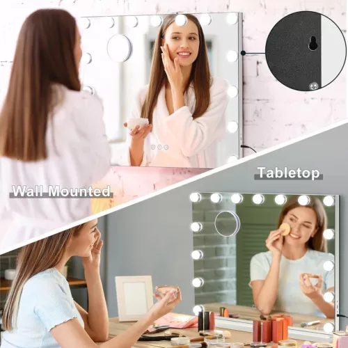 LED Hollywood Makeup Mirror Large Vanity Light Mirror with Dimmable LED Bulbs - Picture 7 of 14