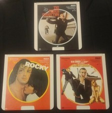 Lot of 3 RCA SelectaVision VideoDiscs The French Connection, Rocky, Goldfinger