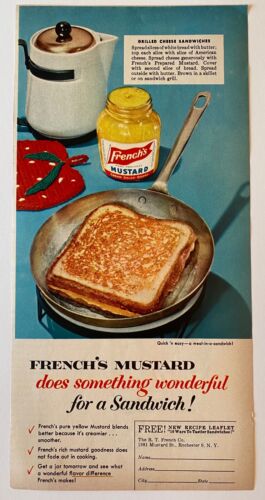 1954 French Yellow Mustard Cream Salad Blend For Spreading Sandwiches Print Ad
