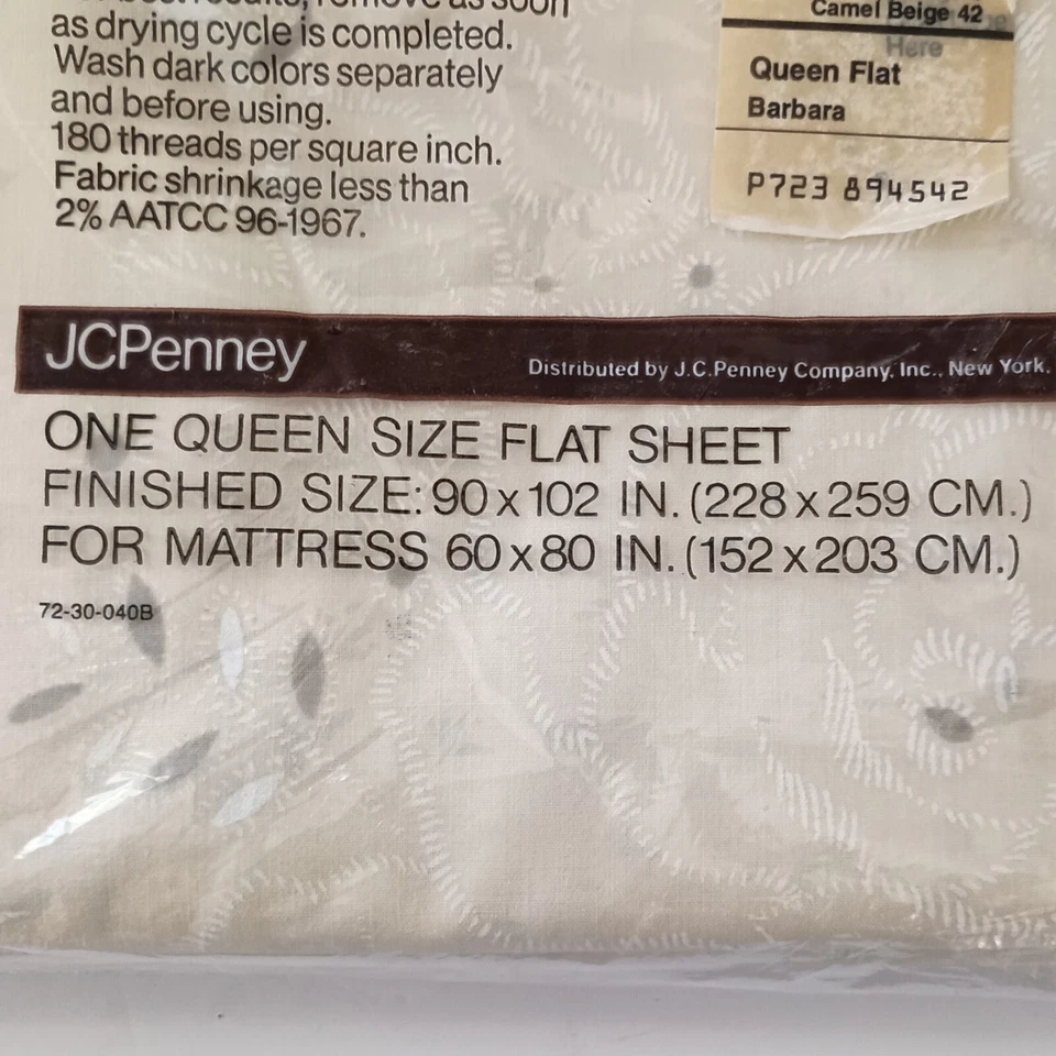 JC Penney Eyelet Lace Queen Flat Sheet NEW Percale Vintage 80s Cottage Ivory - Image 2 of 4