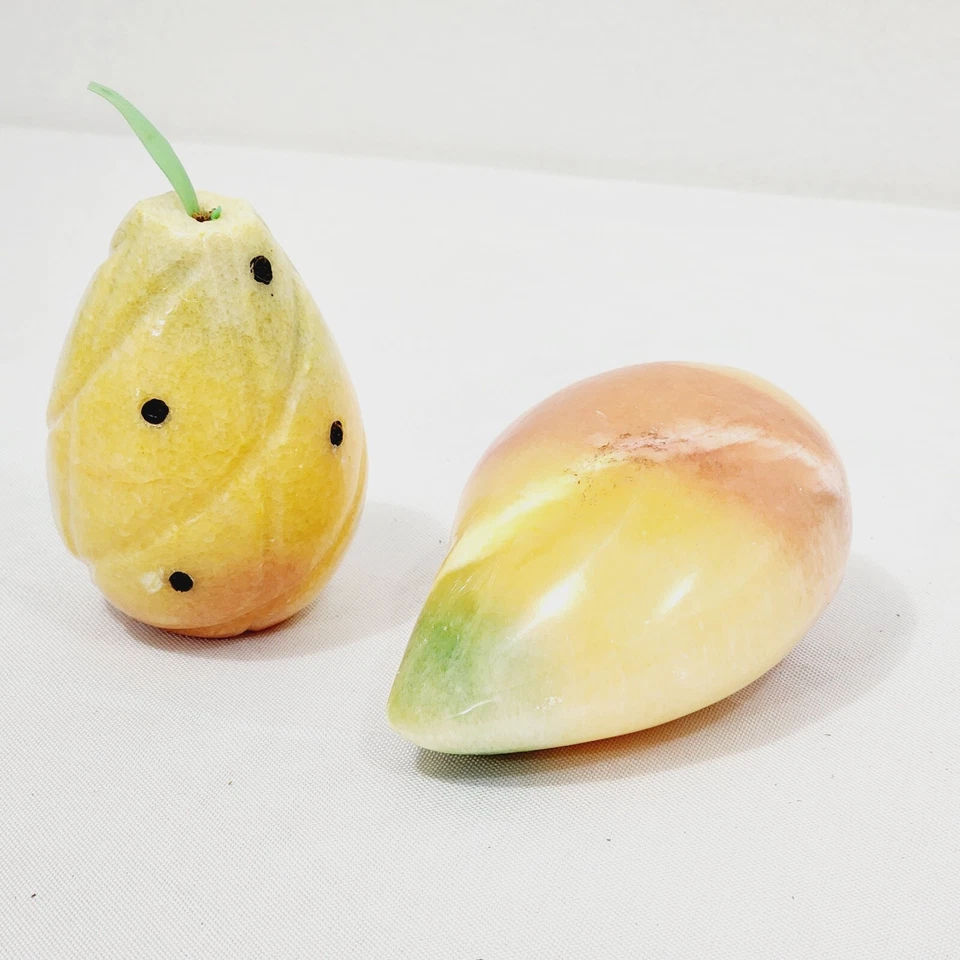 De Colección Ónix Tellez Italiano Alabastro Mármol Fruta Piedra Decoración Papaya Piña MCM Foto 3 de 4