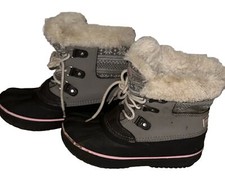 London Fog Collection Waterproof Fur Lined Snow Winter Boots Girls size 3 Gray