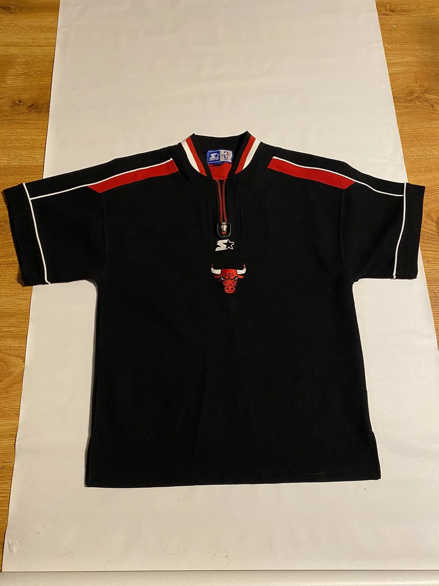 NBA Chicago Bulls Vintage Starter Warmup Shirt Black Embroidered Size M RARE