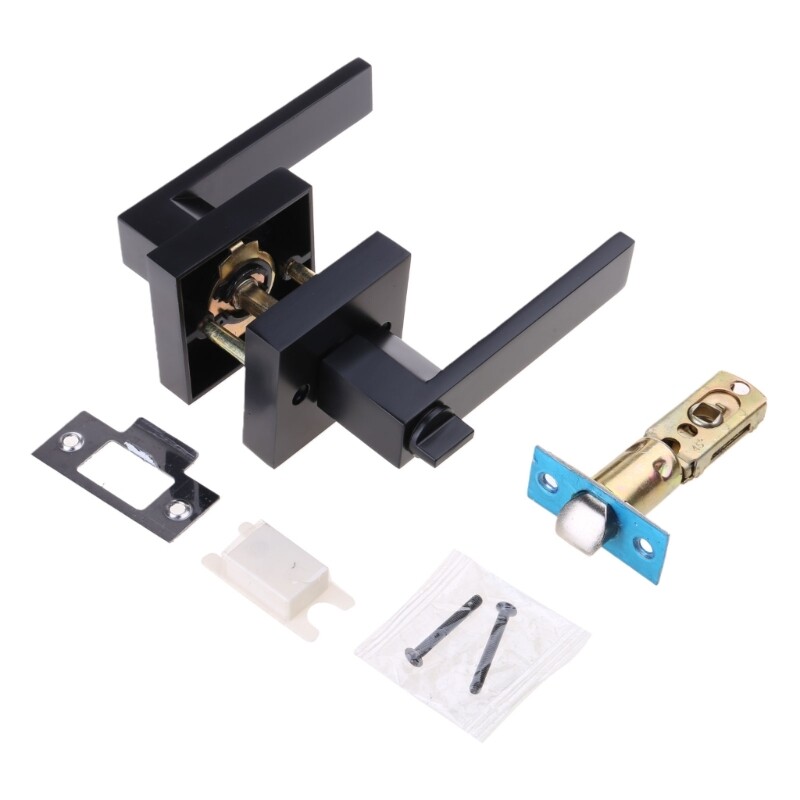 Square Privacy Door Lever Keyless Door Lock Interior Passages Door Knobs-image