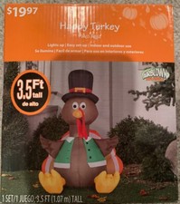 NOWOŚĆ Happy Turkey Nadmuchiwane podświetlenie wewnątrz / na zewnątrz Święto Dziękczynienia 3,5 cala