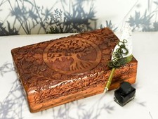 Hand Engraved Tree of life Wooden Box Keepsake Jewelry Organizer Storage