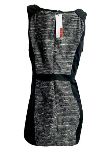 NWT ELLE Gray Black Tweed Sheath Dress Sleeveless Lined Sleeveless Career Work - Picture 7 of 11