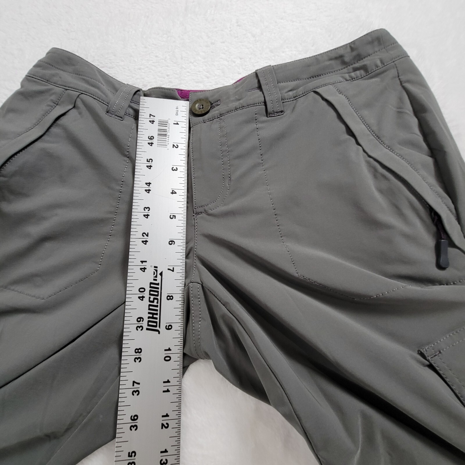 Eddie Bauer Women's Cargo Pants Mid-Rise Stretch Gray Size P6 Pockets Fly Zip image 7