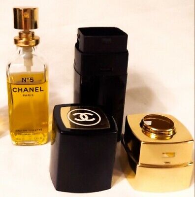 Chanel No 5 Eau de Toilette 1.7oz Black & Gold Refillable Bottle 92% Full  Vintag 