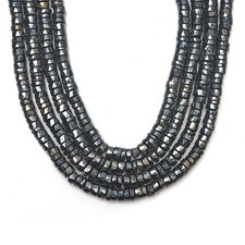 Best Black Hematite Gemstone Beads 16 Inch Strand 6 MM Faceted Wheel Shape Beads