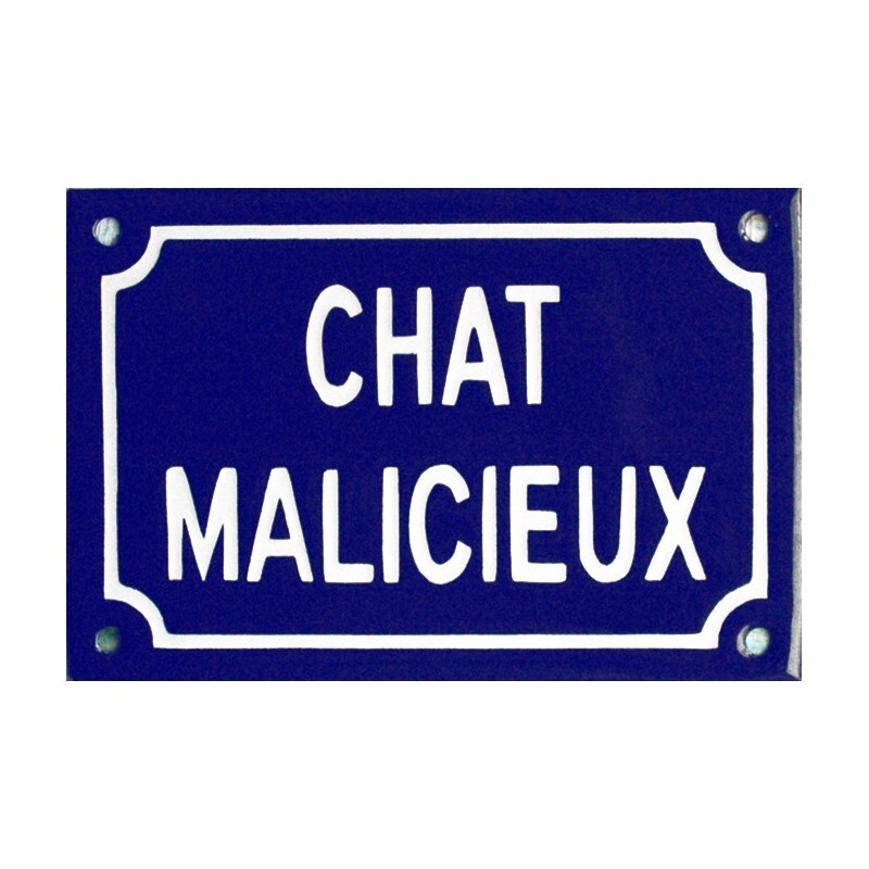 Plaque émaillée Chat Malicieux 10x15cm, cadeau idéal pour amoureux des félins