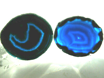 (2) TWO NICE Brazilian Blue Agate Slabs QUARTZ CRYSTAL Rock Slice Stones Brazil